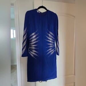 Stella McCartney: Blue Embellished Long Sleeve Dress SPECTACULAR